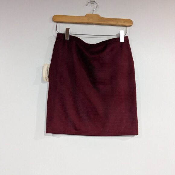 *3/$10* BNWT Forever 21 Ribbed Bodycon Mini Skirt Burgundy Size Small - Picture 4 of 4